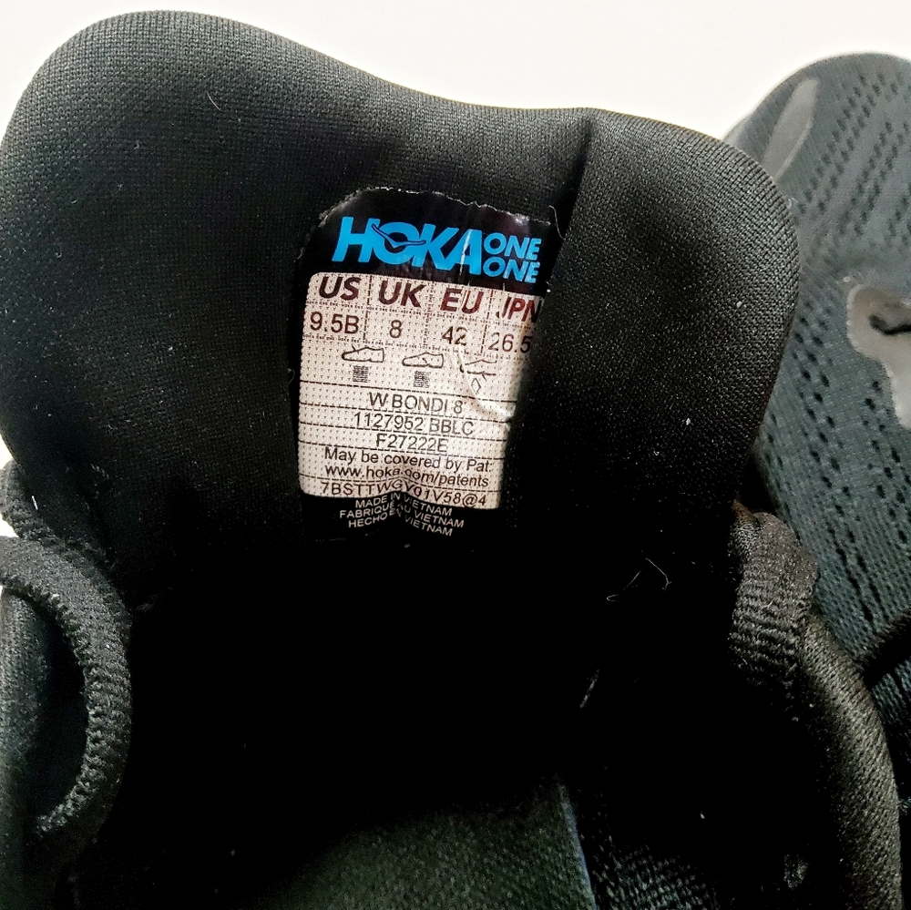 Hoka One One W Bondi 8 9.5B Black Running Shoes 1127952 BBLC - Picture 8 of 8